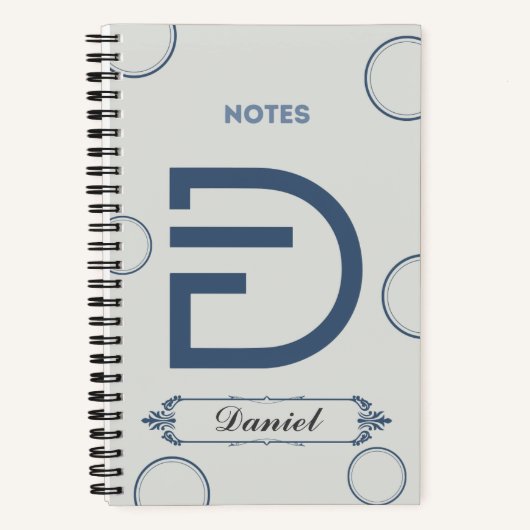 Modernes Monogramm-Notebook mit Buchstabe D Notizblock (Vorderseite)