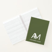 Modernes Monogramm-Notebook mit dem Namen Olive Gr Notizblock (Innenseite)