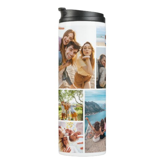 Modernes Monogramm Personalisiert 12 FotoCollage Thermosbecher (Nach rechts gedreht)