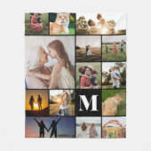 Modernes Monogramm Personalisiert 14 FotoCollage Fleecedecke (Vorderseite)