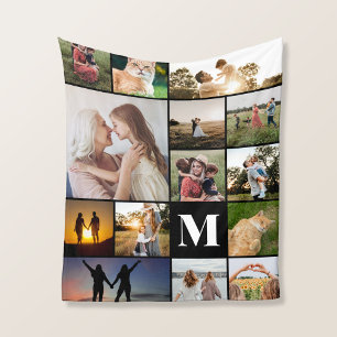 Modernes Monogramm Personalisiert 14 FotoCollage Fleecedecke