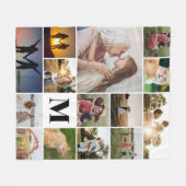 Modernes Monogramm Personalisiert 14 FotoCollage Fleecedecke (Vorderseite (Horizontal))