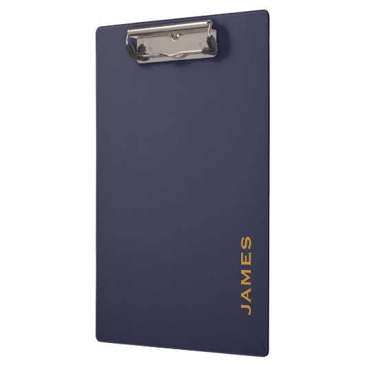 Modernes Monogramm Personalisiert Blau und Gold Klemmbrett (Links)