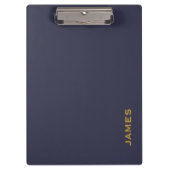 Modernes Monogramm Personalisiert Blau und Gold Klemmbrett (Vorderseite)