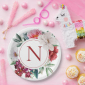 Modernes Monogramm Personalisiert floral Pappteller (Party)
