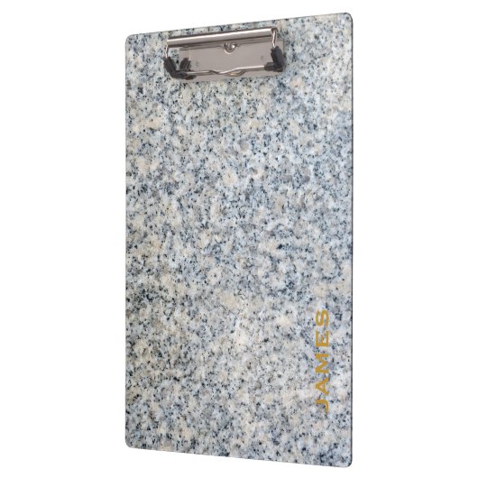 Modernes Monogramm Personalisiert-Granit und Gold Klemmbrett (Links)