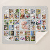 Modernes Monogramm Personalisiert Grau Sherpadecke (Vorderseite (Horizontal))