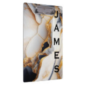 Modernes Monogramm Personalisiert-Marmor und Gold Klemmbrett (Rechts)
