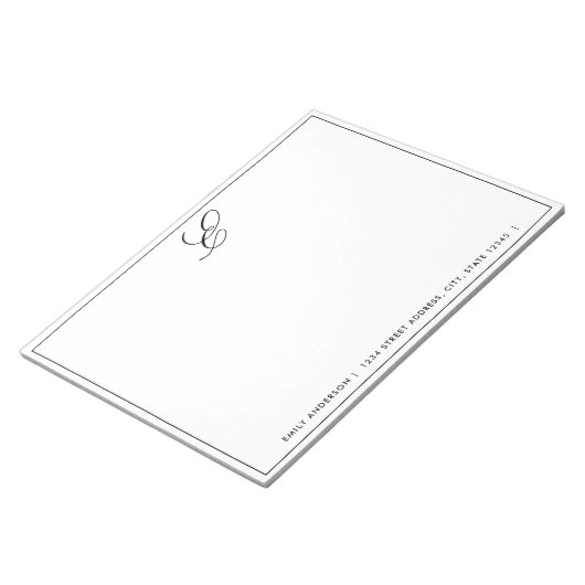 Modernes Monogramm Personalisiert Notepad Notizblock (angewinkelt)