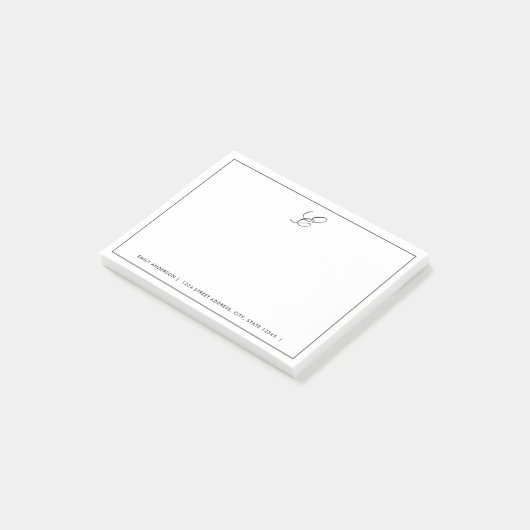 Modernes Monogramm Personalisiert Post-it Klebezettel (angewinkelt)