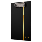 Modernes Monogramm Personalisiert Schwarz/Gold Klemmbrett (Links)