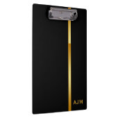 Modernes Monogramm Personalisiert Schwarz/Gold Klemmbrett (Rechts)
