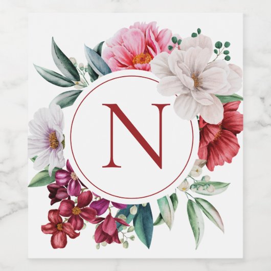 Modernes Monogramm Personalisiert Weinetikett (Einzelnes Label)