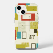 Modernes Monogramm Personalisiertes Retro iPhone Hülle (Rückseite)