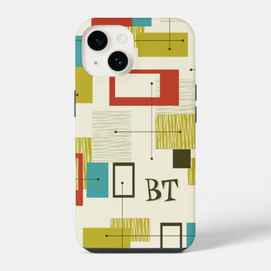 Modernes Monogramm Personalisiertes Retro iPhone Hülle (Rückseite)