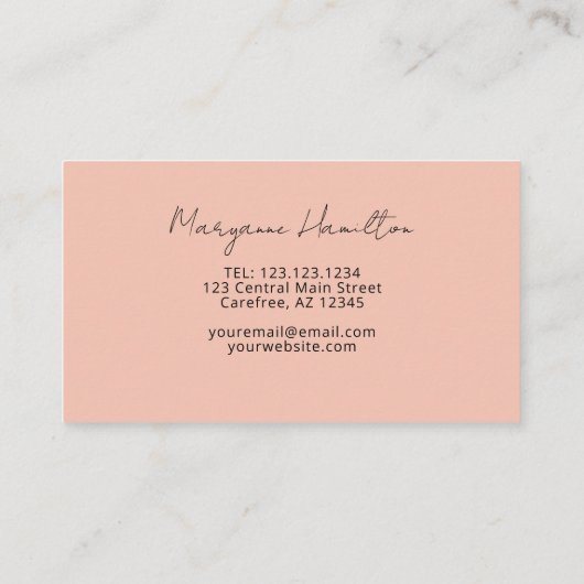 Modernes Monogramm Pfirsich Visitenkarte (Rückseite)