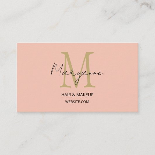 Modernes Monogramm Pfirsich Visitenkarte (Vorderseite)