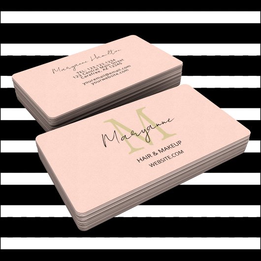 Modernes Monogramm Pfirsich Visitenkarte