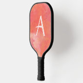 Modernes Monogramm Pfirsichpink Pickleball Schläger (Links)