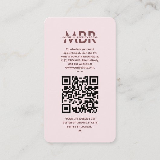 Modernes Monogramm Pink Instagramm Visitenkarte (Rückseite)