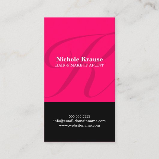 Modernes Monogramm-Pink Visitenkarte (Vorderseite)