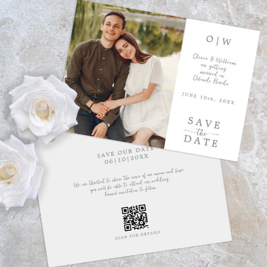 Modernes Monogramm QR Save the Date