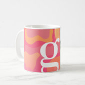 Modernes Monogramm - Retro-Bio Kurven - Foto Kaffeetasse (Vorderseite Links)