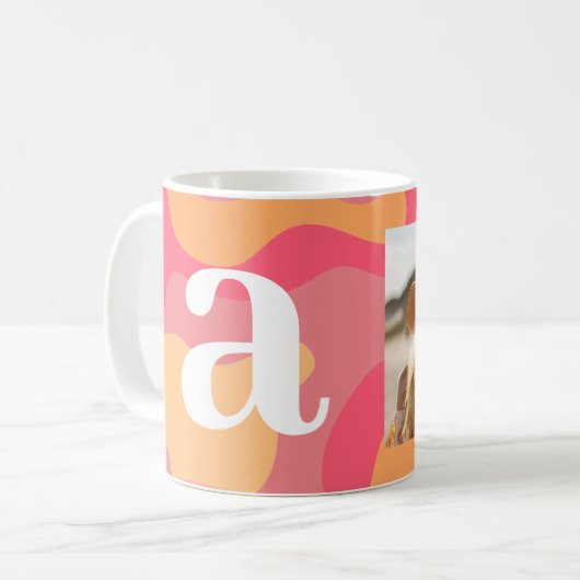 Modernes Monogramm - Retro-Bio Kurven - Foto Kaffeetasse (Vorderseite Links)