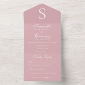 Modernes Monogramm Rosa Abendessen All In One Einladung (Innen Boden)