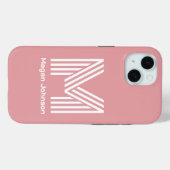 Modernes Monogramm Rosa Case-Mate iPhone Hülle (Rückseite (Horizontal))