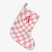 Modernes Monogramm rosa geprüft Kleiner Weihnachtsstrumpf (Vorderansicht (hängend))