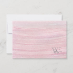 Modernes Monogramm Rosa Grau Dankeskarte