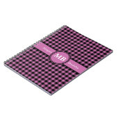 Modernes Monogramm rosa Kariertes Muster Notizblock (Linke Seite)