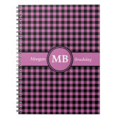 Modernes Monogramm rosa Kariertes Muster Notizblock (Vorderseite)