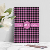 Modernes Monogramm rosa Kariertes Muster Notizblock