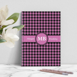 Modernes Monogramm rosa Kariertes Muster Notizblock