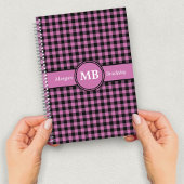 Modernes Monogramm rosa Kariertes Muster Notizblock