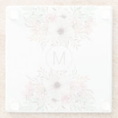 Modernes Monogramm-Rosa mit Blumen Glasuntersetzer (Rückseite)