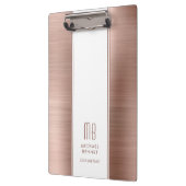 Modernes Monogramm Rose Gold Pink Business Klemmbrett (Links)