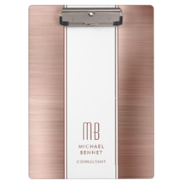 Modernes Monogramm Rose Gold Pink Business Klemmbrett