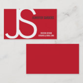 Modernes Monogramm-rote weiße Visitenkarte (Vorne/Hinten)