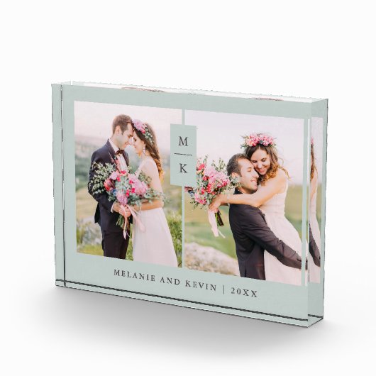 Modernes Monogramm | Sage Green Two Fotoblock (Rechts)