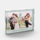 Modernes Monogramm | Sage Green Two Fotoblock (Links)