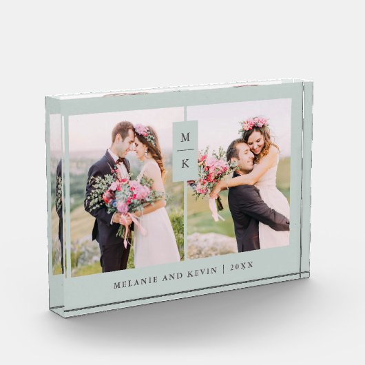 Modernes Monogramm | Sage Green Two Fotoblock (Links)