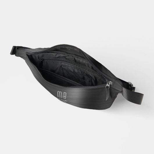 Modernes Monogramm Schwarz Bauchtasche (Offen)
