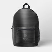 Modernes Monogramm Schwarz Bedruckter Rucksack (Vorderseite)