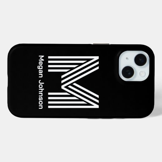 Modernes Monogramm Schwarz Case-Mate iPhone Hülle (Rückseite (Horizontal))