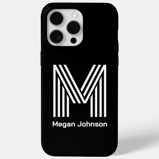 Modernes Monogramm Schwarz Case-Mate iPhone Hülle (Rückseite)
