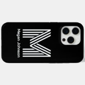 Modernes Monogramm Schwarz Case-Mate iPhone Hülle (Rückseite (Horizontal))