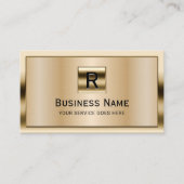 Modernes Monogramm Schwarz/Gold Gerahmt Beruflich Visitenkarte (Vorderseite)